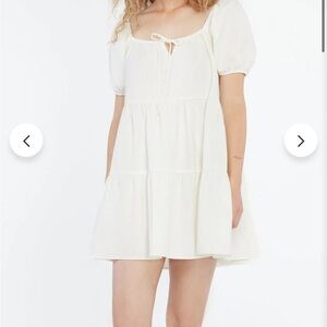 LACAUSA playa mini White Puff Sleeve Dress